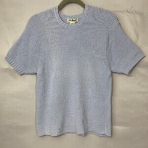L.L Bean Sweater Womens L Stretch Blue Crew Pullover Minimalist SS Cozy Heritage